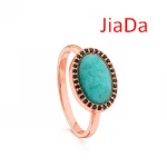 925 Silver Rose Gold Green Gemstone Spinel Ring Classic Bear Jewelry Gift Female Silver Ring