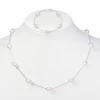 925 sterling silver women white color real natural cultured freshwater pearl necklace jewelry set