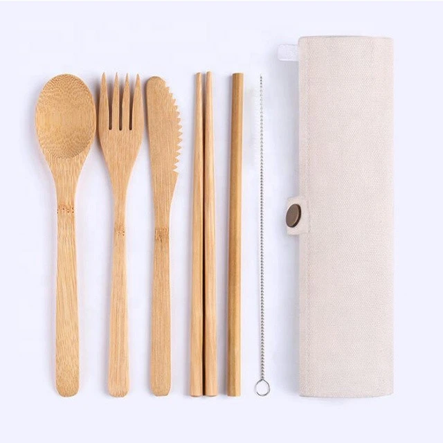 AC002 Good Quality Reusable Bamboo Cutlery Set Bamboo Cutlery Set