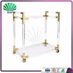 Acrylic Legs Hotel Trolley Cart Kitchen Trolley Glass Food Trolley for Sale