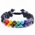 Import Adjustable Fashion Knotted Natural Lava Stone Handmade Braided Double Layer Bracelet  Colorful Yoga Bracelet from China