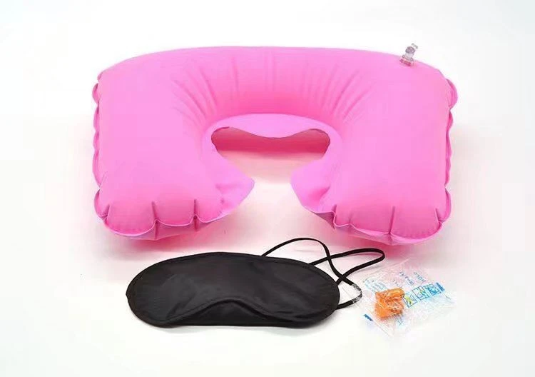 air pillow travel set including eye mask with earplug and pillow