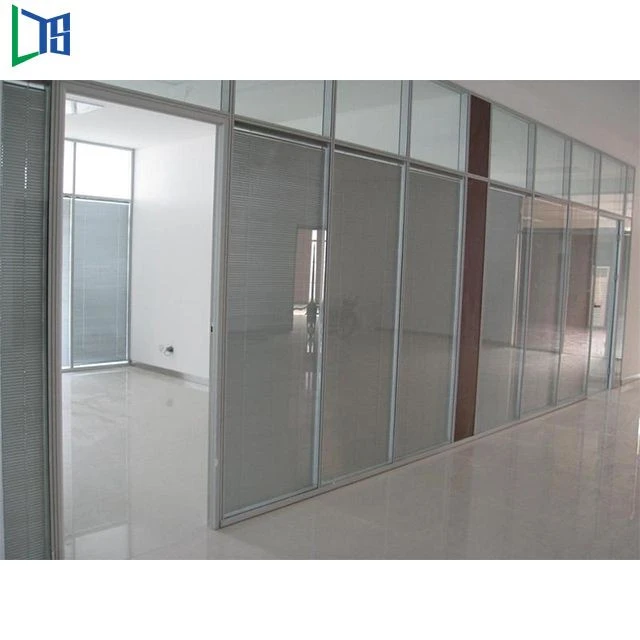 Aluminium Frame Clear Glass Soundproof Partition Wall Europe Style Office Glass Partition
