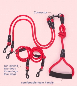 Amazon Best Selling New Pet Products Double Leash Dog with Soft Two Handle and Quick Release