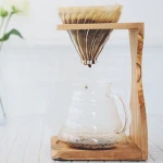 Amazon Hot Selling Coffee Accessories Solid Pine Wood Coffee Hand Drip Station Dripper Stand