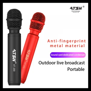 AT-200 Factory Wholesale Live Singing Wired Microphone Anchor Mobile Live Sound Card Dedicated Condenser Microphone