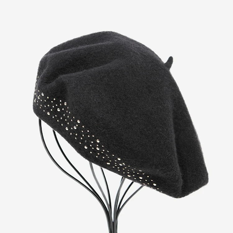 Attractive price new type wholesale fashion woolen unisex classic  berets  glod stone berets