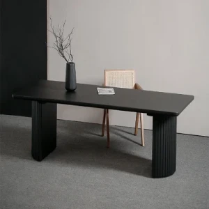 Buy Atunus Minimalist Reclaimed Black Ribbed Dining Table 8 Seater Oval ...