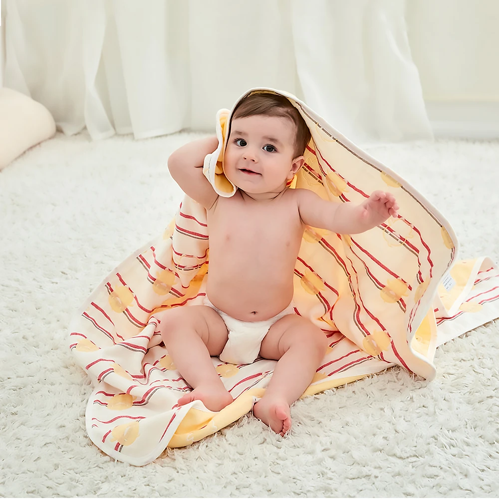 Baby Muslin Swaddle Blanket 6 Layer 100% Organic Cotton Stroller Cover Receiving Blanket