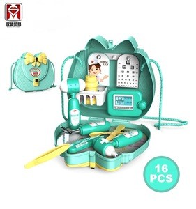 Backpack Plastic Pretend Play clastic cartoon shoulder bag  dessert toy cooking set doctor set  makeup set toys for kids