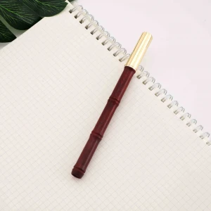 Bamboo Shaped Ballpoint Pen Low Minimum Branded Cheap Fancy Personalised Promotional Carved Brown Black Banner Pen Blue / Black