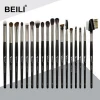 BEILI Pro 18 Pcs Black Makeup Brushes Tools Set Kits Cosmetic Eyeline Conclear Eyebrow Lip Wood Handle Box Packing Private Label