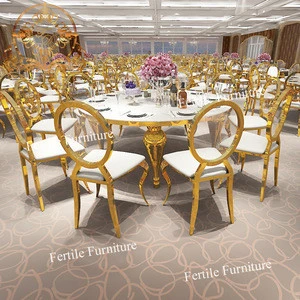 Best design glass top round wedding banquet table set