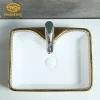 Best sellers single hole rectangle green printing ceramic bathroom art sinks porcelain China basins color wash basin