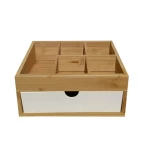 Bestseller high quality girl cosmetic jewelry save box bamboo makeup drawers desktop organizer with divisions