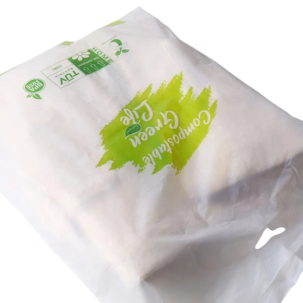 Biodegradable Plastic Compostable PLA Corn Starch Shopping Bag Biodegradable Cloth Gift Packing Cassava Compost Corn T-Shirt Bag