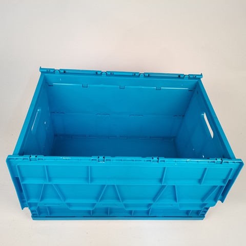 blue plastic turnover box logistics crate folding plastic box with lid