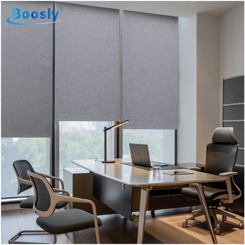 Boosly indoor light filtering sunscreen and 100% blackout app control automatic window blinds whole sale blinds automatic shades