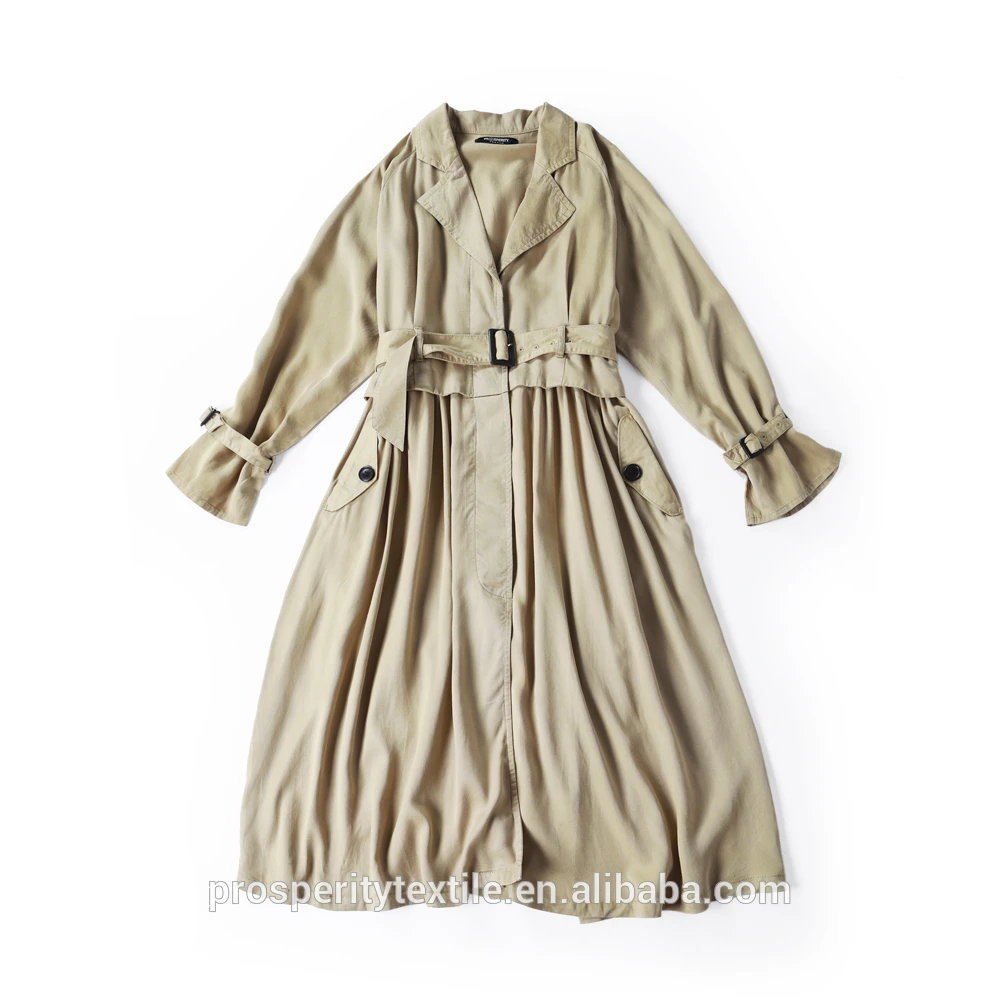 Bright  Dragon FW21 Woman Lady Light weight tencel trench coat garment-dyed camel reactive Noos#03