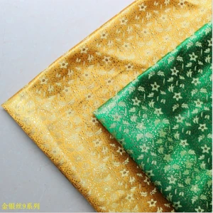 brocade jacquard metallic brocade China culture metallic yarn polyester brocade fabric for sale