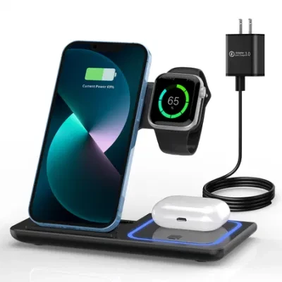 Bulk Cheap Wholesale Wireless Charging Station 3 in 1 Wireless Charger Qi Magsafe Cordless Apple 3 in Charger for Samsung Em Custom Factory in China