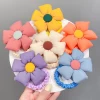 Candy color big flower cotton-filled hair ties kids hair accessories elastic hair bands