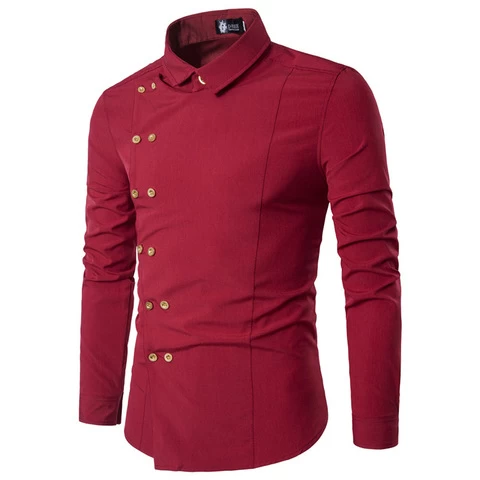 Casual Mens Shirts Long Sleeve 100%cotton Comfortable Breathable  Double Breasted Dress Shirts