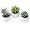 Cheap sell Artificial Ornamental outdoor Succulent Potted plastic plants in Mini White Ceramic Pots For Home Decor