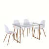 china marketHot selling dining room furniture modern simple dining table set group toughened glass dining  table set