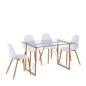 china marketHot selling dining room furniture modern simple dining table set group toughened glass dining  table set