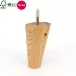 China Oblique Round Tapered Nature Wood Couch foot Furniture Sofa Leg