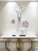Christmas crafts decoration White long horned flower deer head wall hanging