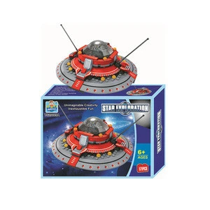 classic design creative children game plastic space ship UFO building bricks funny adult toys for christmas sales