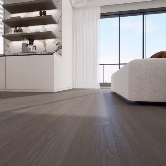Clean Sky-Ash Multi Layer Engineered Wood Flooring Brushing UV Coating Finish 15mm Thickness Contemporary Style