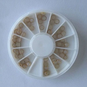 clear color round Pearls 4mm Crystal nail art decals 60 pcs white wheel box pack
