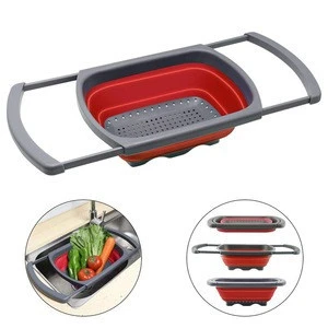 Collapsible Silicone Food Strainer Collapsible Colander Over the Sink Kitchen Strainer Foldable Colander