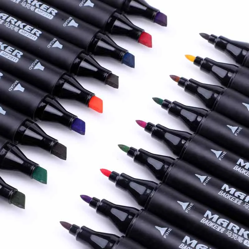 Colorful oily based dual tip art marker pen 24 colors paint marker pen with wear-resistant fiber tip