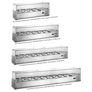 Commercial refrigeration equipment 1800mm stainless steel pizza toppings fridge with 8 pieces gn pans