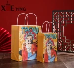Compostable and Biodegradable Eco-Freindly Luxury Cardboard Kraft Paper Shopping Tote Bags with Ribbon Rope Handle for Gift Clothing Packaging