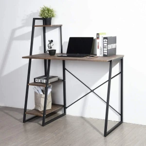 Computer Writing Desk with 3-Tier Shelf Modern Simple Study Desk Small Home Office PC Gaming Desk Laptop Notebook Table