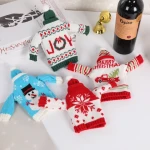 Creative Christmas Decorations Knitted Clothes and Wine Bottle Set in Hat Shape Outdoor Usage Wholesale