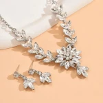 Crystal flowers are multicolored gems Accessories Necklace earring jewelry set