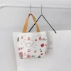 Custom Black Canvas Shopping Drawstring Bag for Women