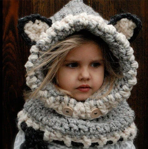 Custom Design Crochet Handmade Baby Winter Beanie Hat With Scarf