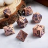 Custom DND Metal Dice Set D&D Dice Metal Flower Dice for Game ( Copper with Blue )