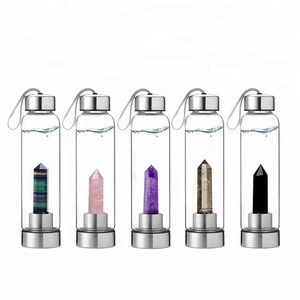Custom High-end Glass Water Bottle with Crystal Inside
