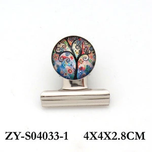 Custom logo crystal glass design magnetic metal paper clip
