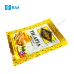 Custom printed logo hot seal bags three side sealed frozen plastic vacuum bags for meat shrimp packaging