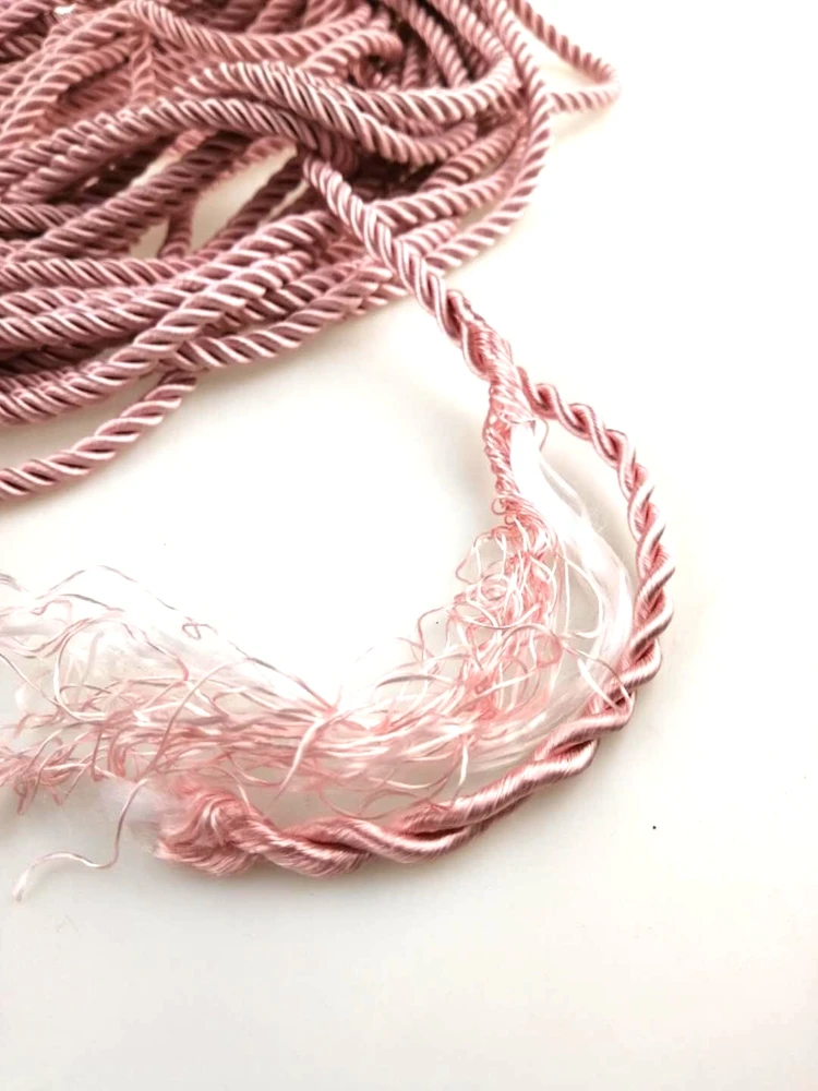Custom rayon nylon polyester 3 strand 3mm, 4mm, 5mm, 6mm colorful  rayon silk cord rope twisted cord