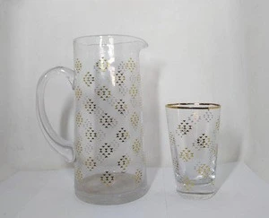 custom water jug and colored dinner glass pitcher drinking set